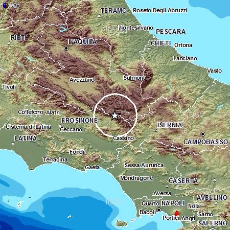 Scossa di terremoto 3.4 tra Frosinone e l’Aquila. Avvertita dalla popolazione. Nessun danno