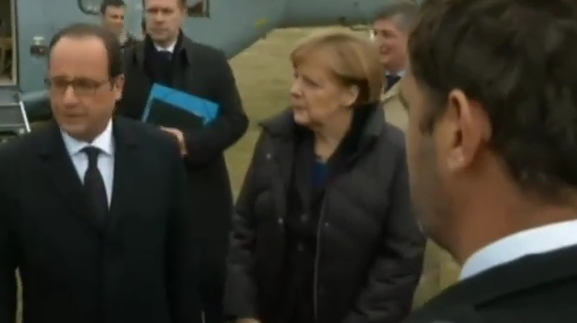 Merkel, Hollande, Rajoy sul luogo del disastro aereo sulle Alpi della Provenza
