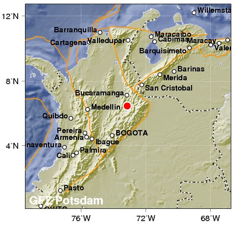 Terremoto di quasi 5 gradi Richet in Colombia