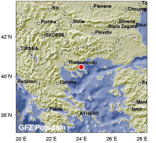 Terremoto in Grecia nei pressi di Salonicco. Intensità 4.4