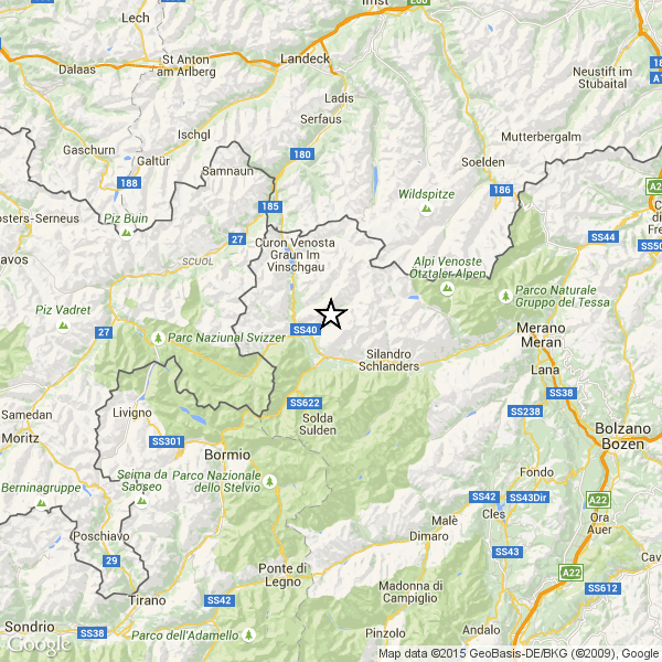 Bolzano: terremoto 3.2 in Val Venosta, sotto lo Stelvio avvertito dalla popolazione