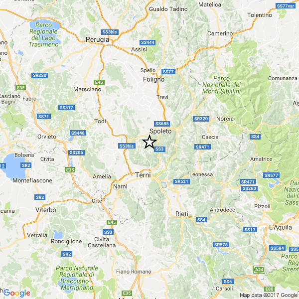 Due scosse di terremoto in Umbria, vicino Spoleto. 4,2 la più forte. 3.8 a Trento