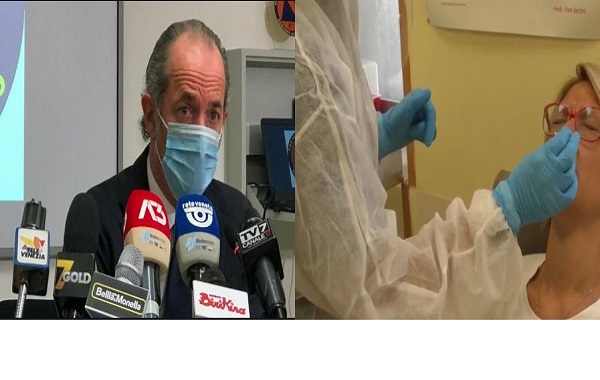 Veneto: Zaia continua a preoccupare il personale medico con la scelta del solo tampone ” rapido”